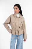 Beige Leather SnowTight Jacket-W24079