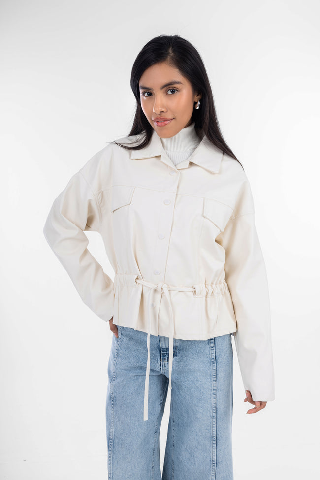 White Leather SnowTight Jacket-W24079