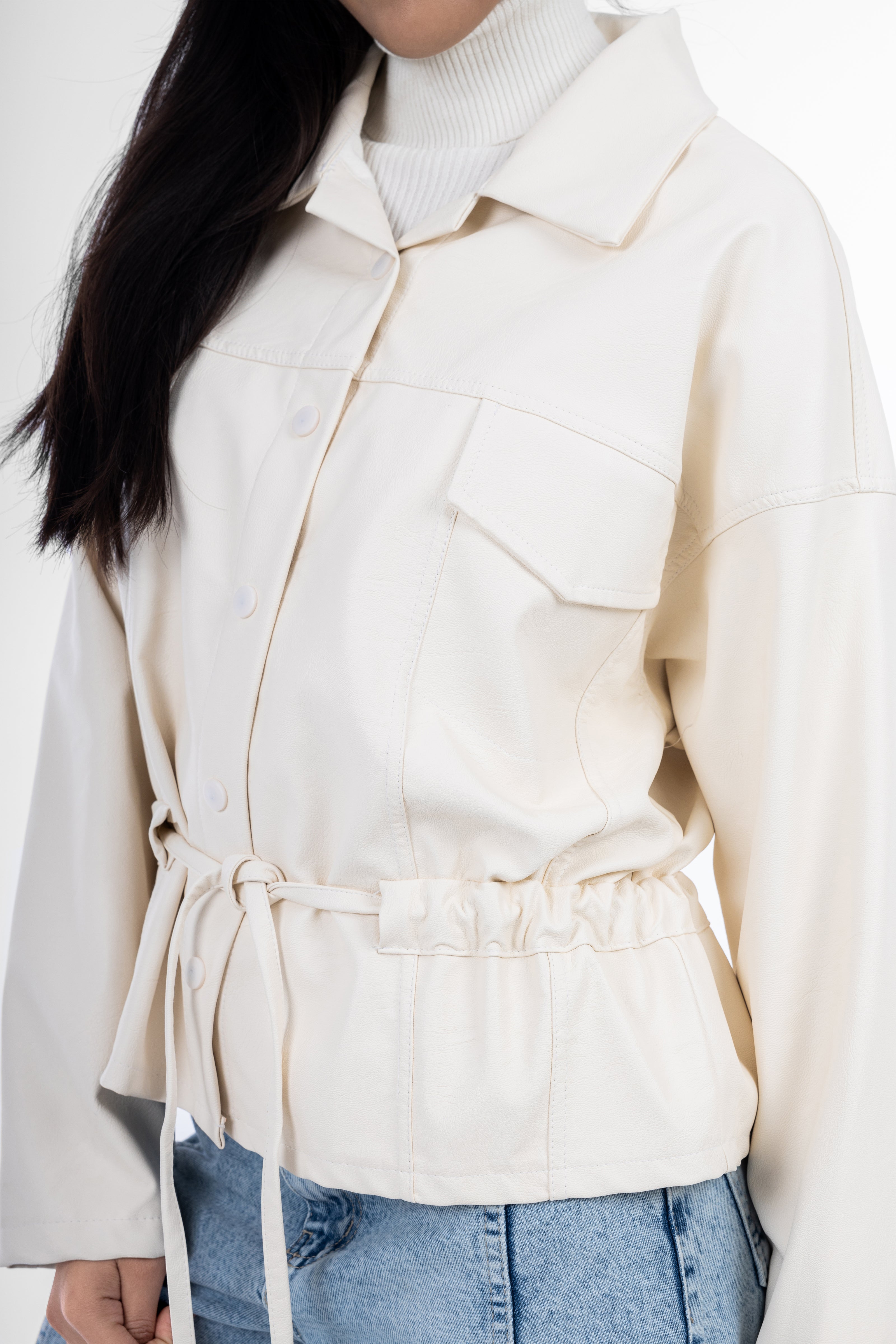 White Leather SnowTight Jacket-W24079