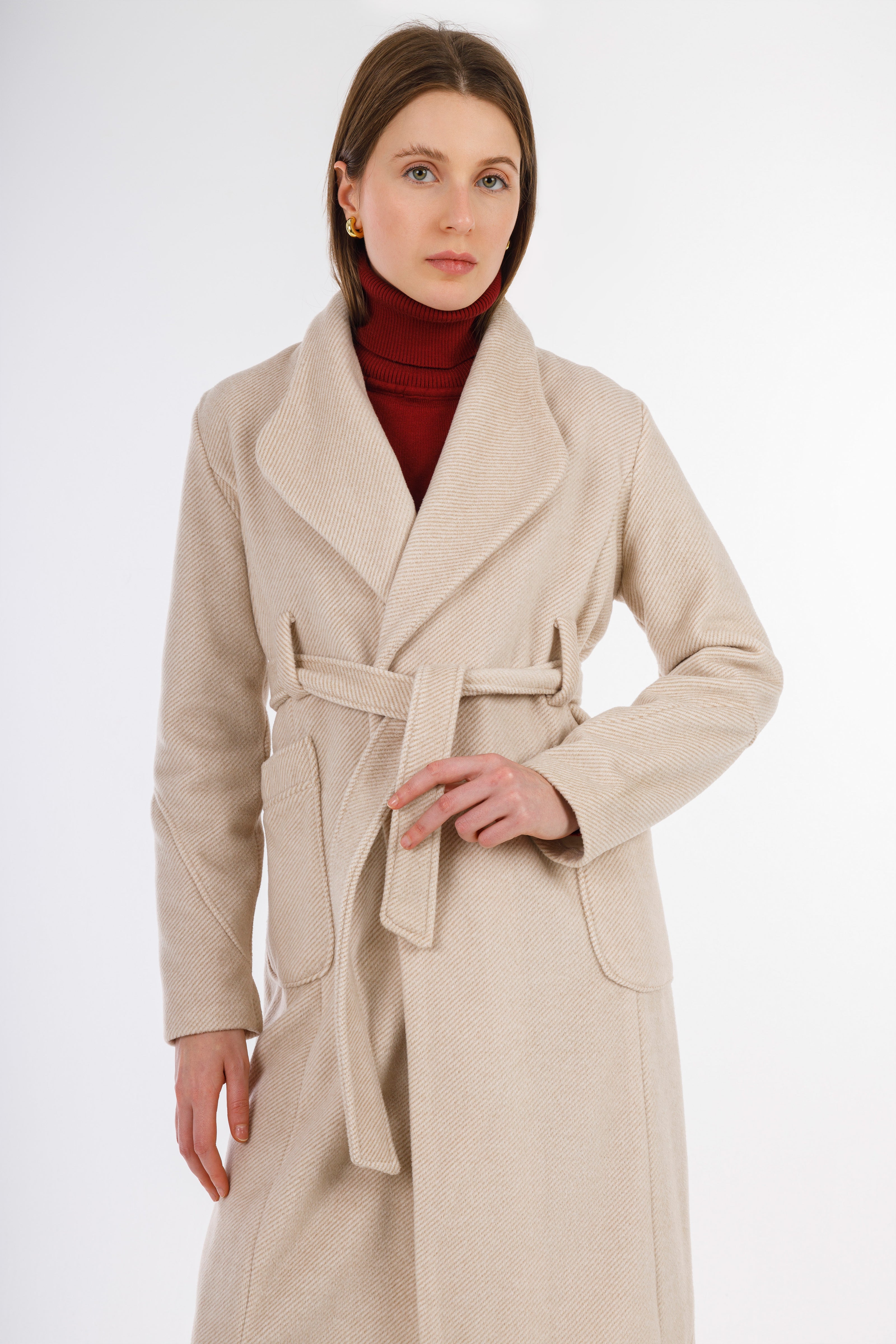 Beige Maria Classic Coat-W24083