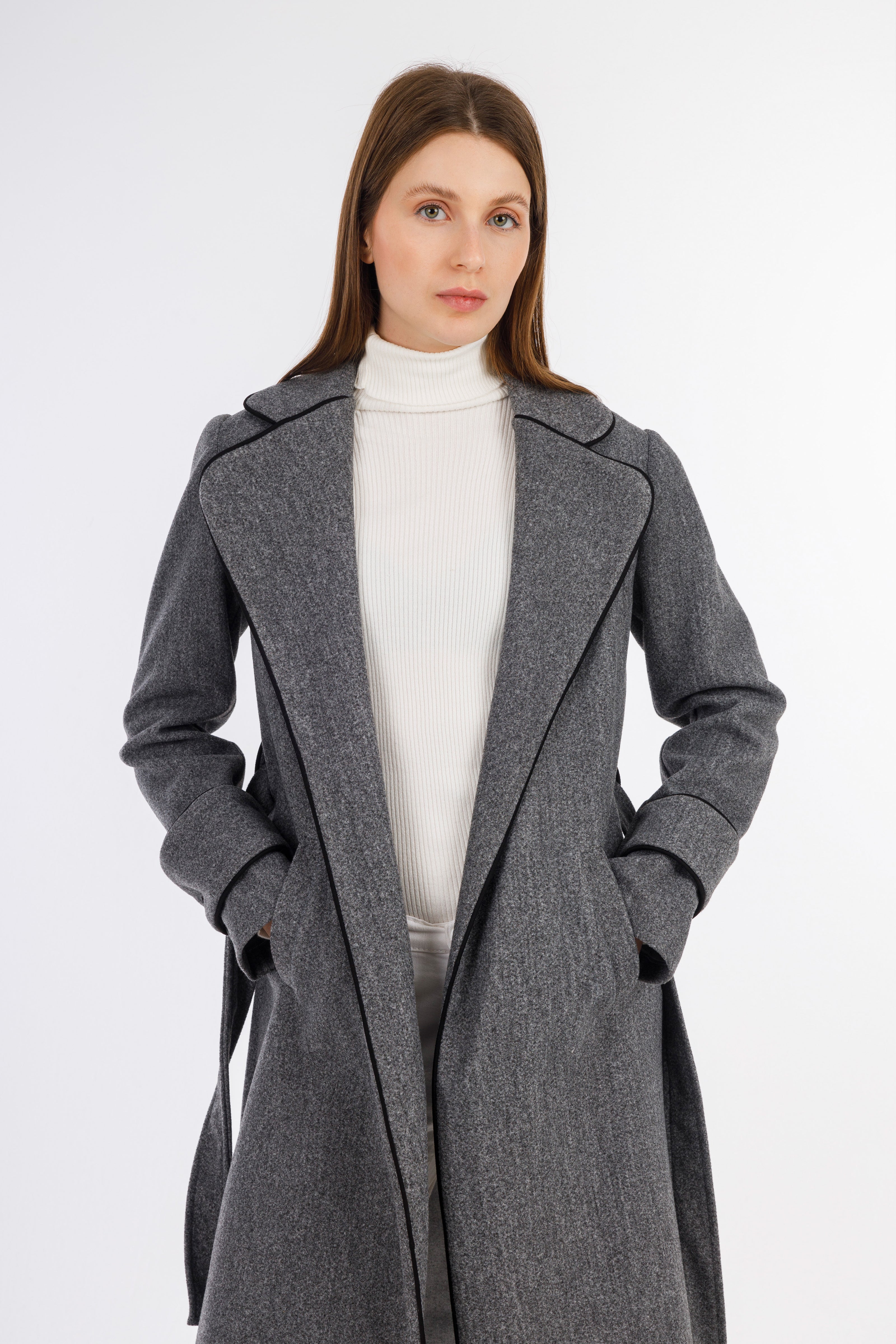 Grey Gogh Long Coat Collar Tapes-W24089