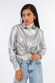 Silver Short Leather Blouse-W24090