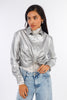 Silver Short Leather Blouse-W24090