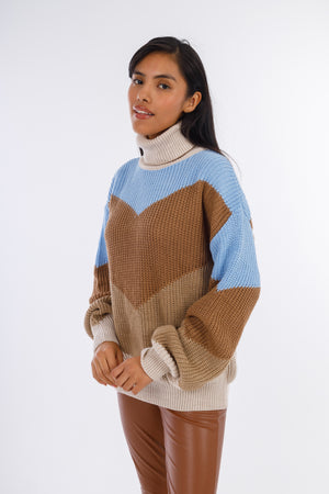 Blue X Havan Art Deco Turtle-neck Pullover-W24097