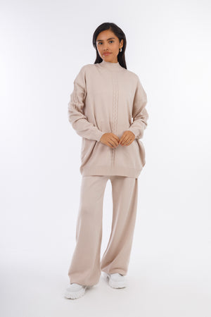 Beige Snuggy Pullover Set-W24098