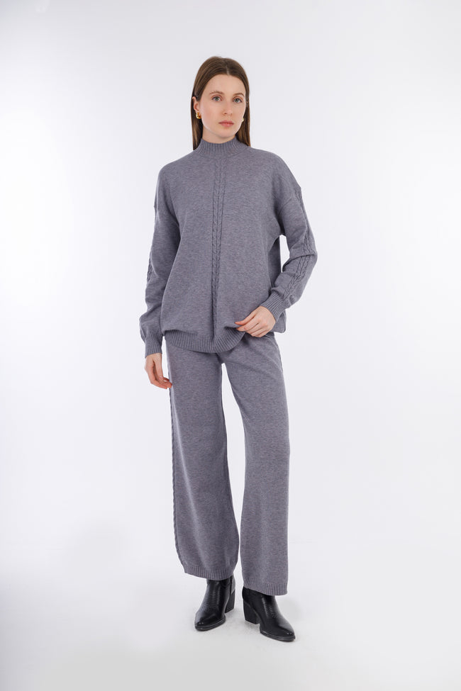 Grey Snuggy Pullover Set-W24098