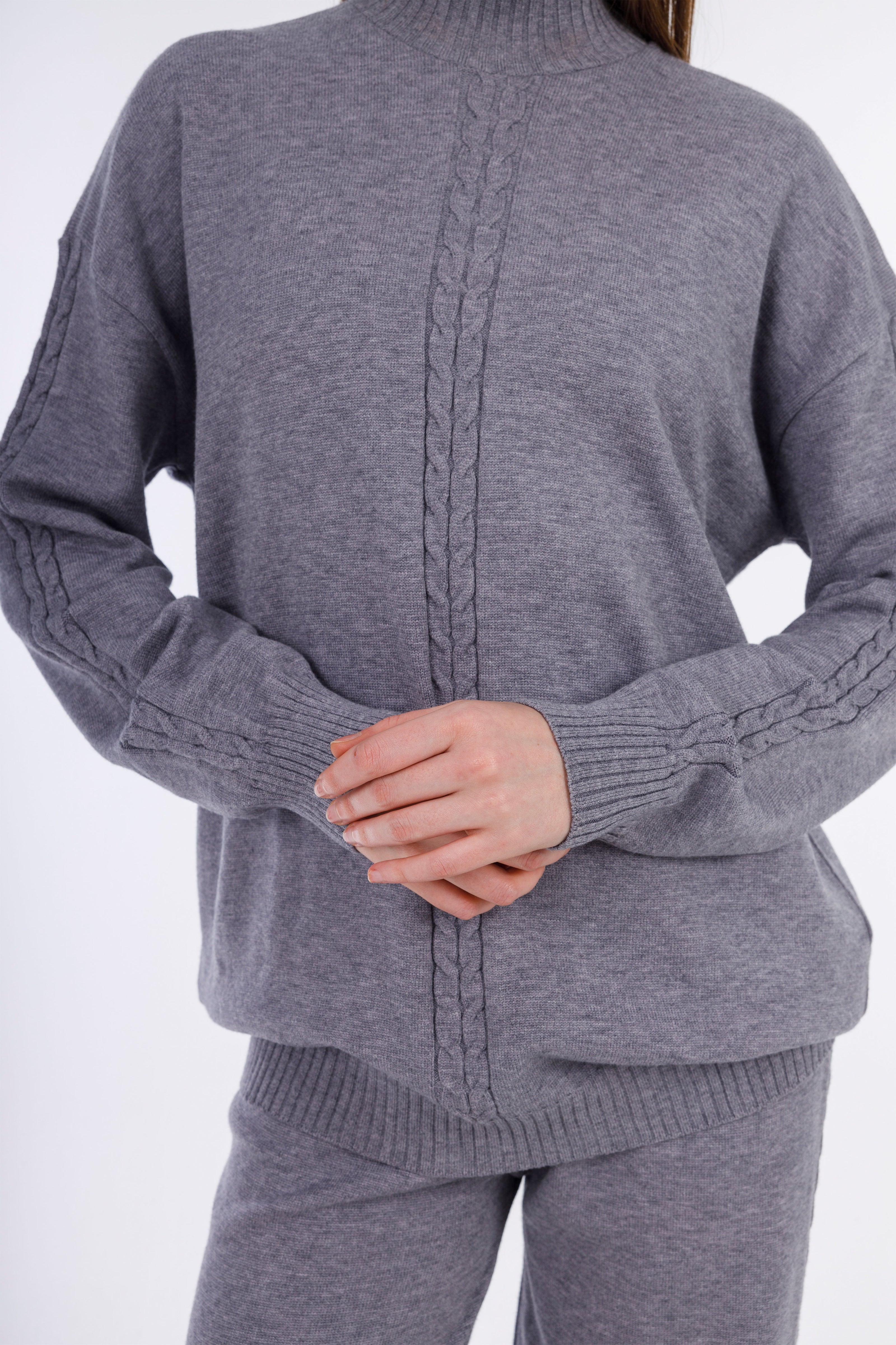 Grey Snuggy Pullover Set-W24098