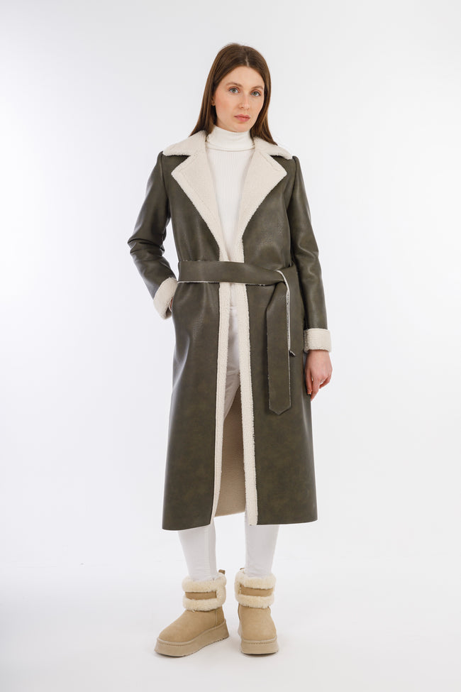 Olive Leather Double Trouble Coat-W24101