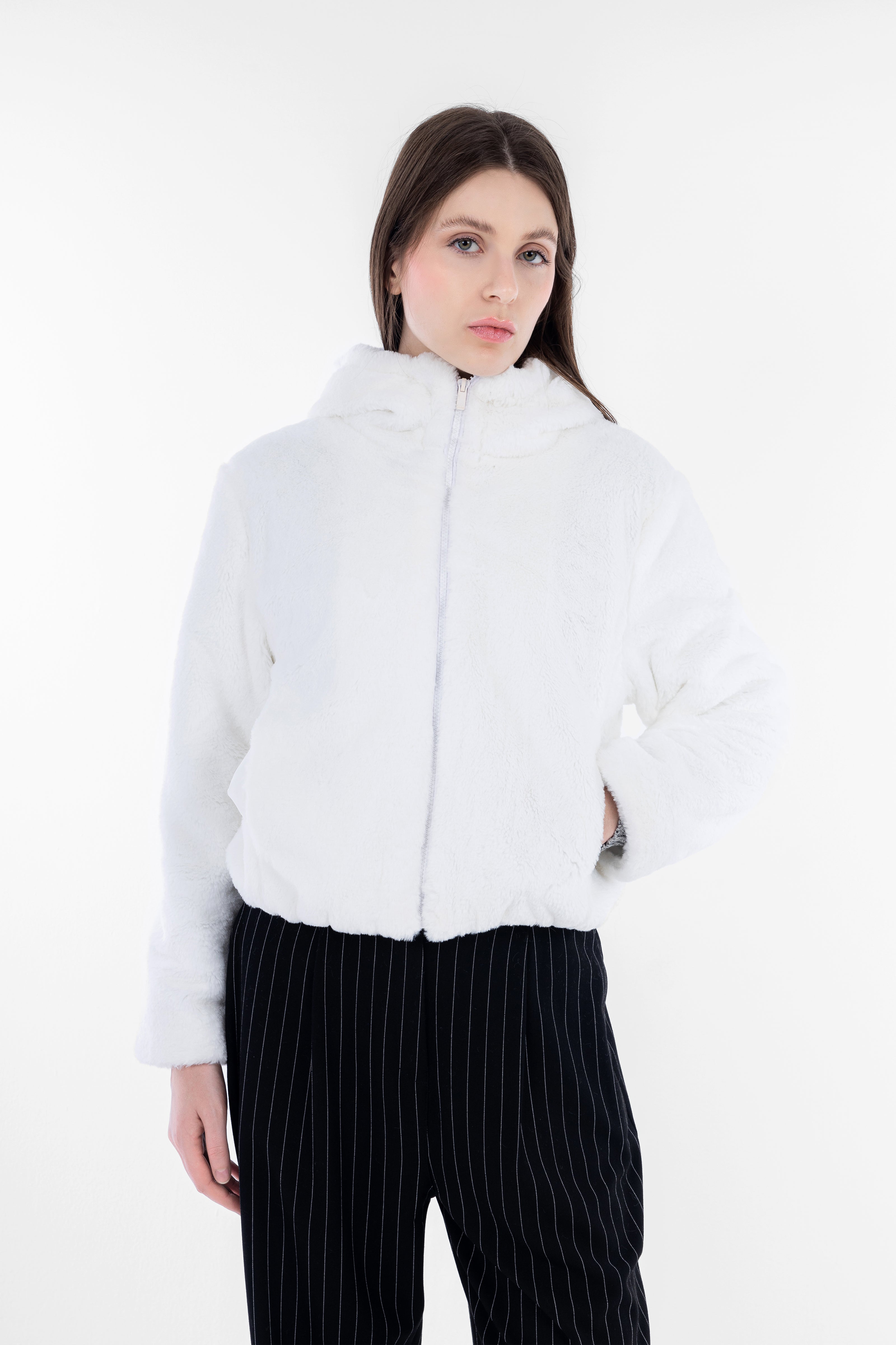 White FluffyBuffy Jacket-W24103