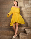 Yellow CHIFFON Beach-Babe Off Shoulder Dress  S24081