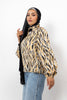 BEIGE SATIN PRINTED BLOUSE CREW NECK S24101