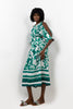 GREEN LINEN Flowery Off-shoulder Dress S24052