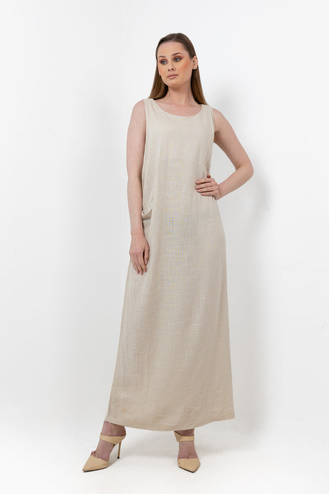 NATURAL Linen Basic Dress S24062