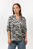 BLACK SATIN PRINTED BLOUSE S24050