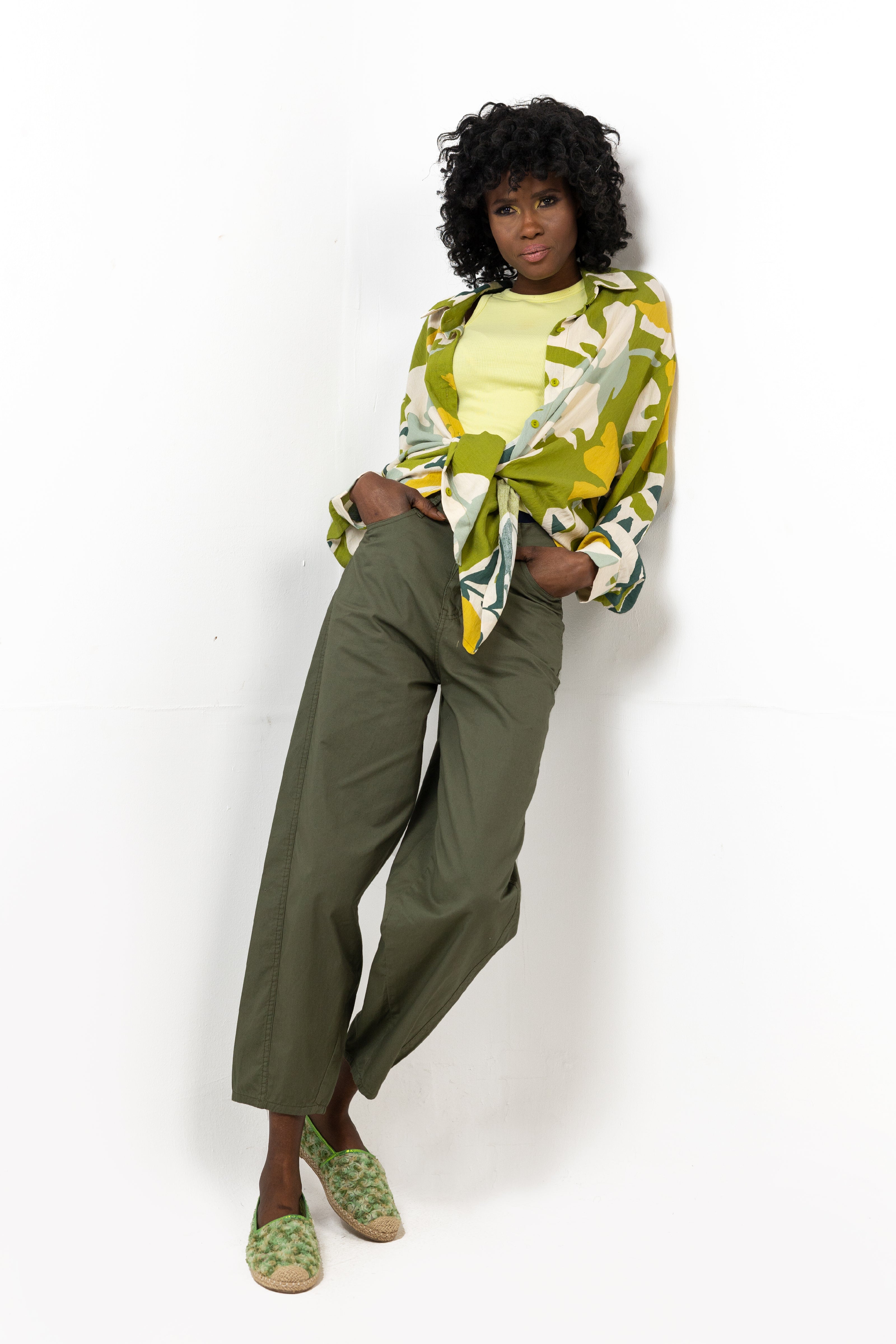 GREEN Linen OVER SIZED BLOUSE S24013