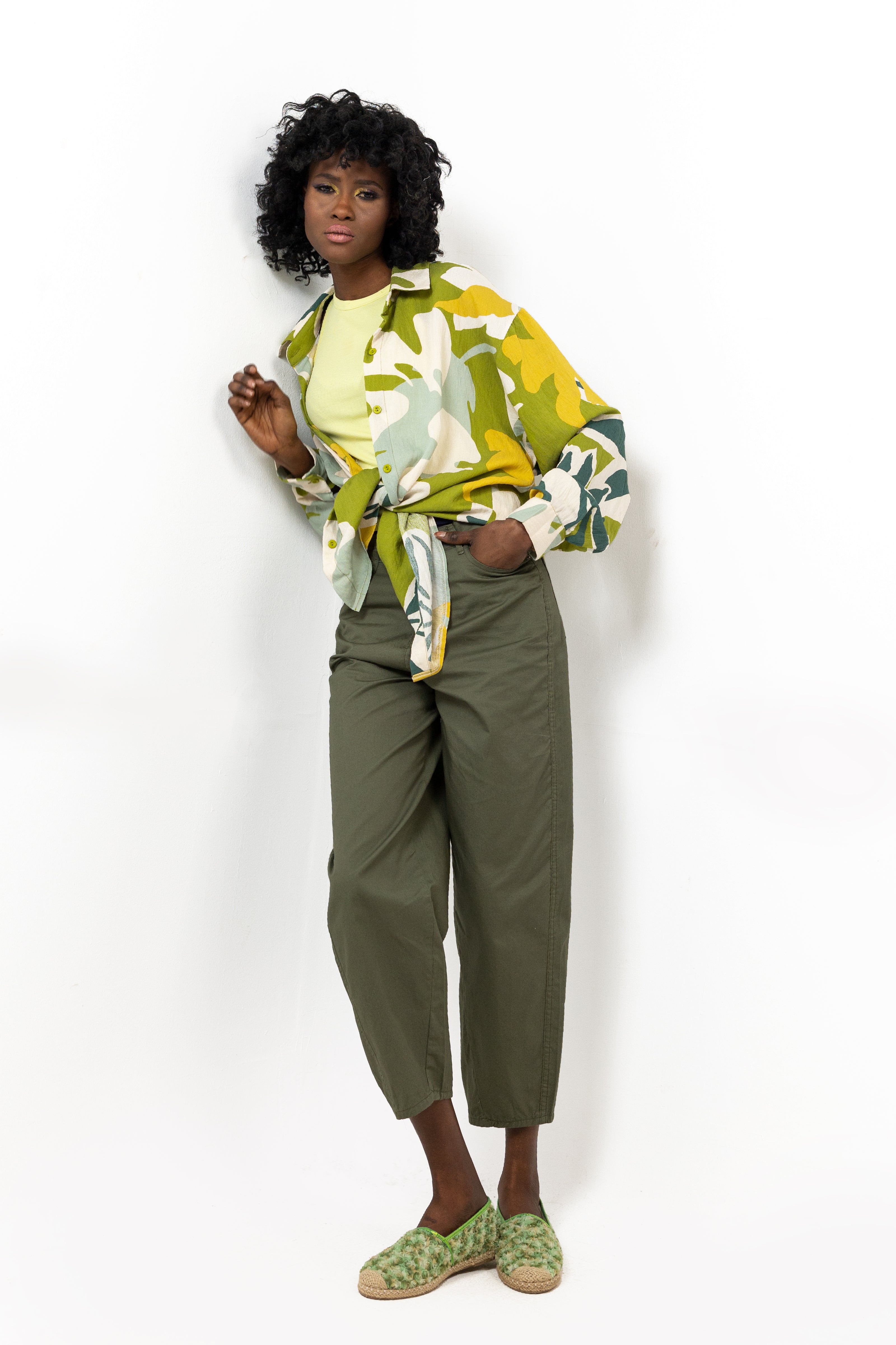 GREEN Linen OVER SIZED BLOUSE S24013