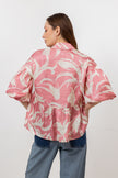 FUSHIA SATIN SHORT PRINTED BLOUSE S24048